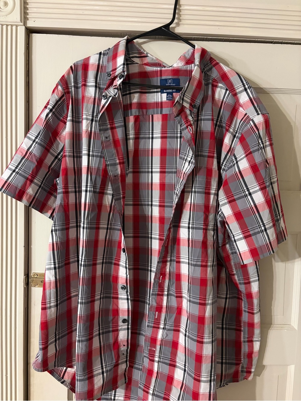 George Red White and Black Plaid Button-Down Shirt